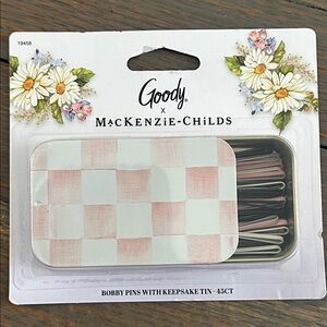 MacKenzie-Childs Pink and White Checkered Bobby Pins
